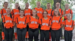Front Row – L to R: Stephanie Jones, Sarah Goldberg, J.J. McDonough, Jordan Brielmaier, Heleena Reinhardt, Laney Walters Back Row – L to R: Madelyn Cable, Peyton Duba, Alea Woods, Rylee McCully, Kelly Keating, Kaitlin Shannon-Swanson, Bridget Gorman (Not Pictured – Olivia Stroz) (Not in picture) Head Coach – Pat Gorman Assistant Coaches – Ralph Reinhardt and Joel Brielmaier