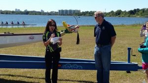 Joanna Kiang, President, Chinese American Association of Central Florida (CAACF) and Tom Riddle, Vice President, Kiwanis Club of Orlando Foundation
